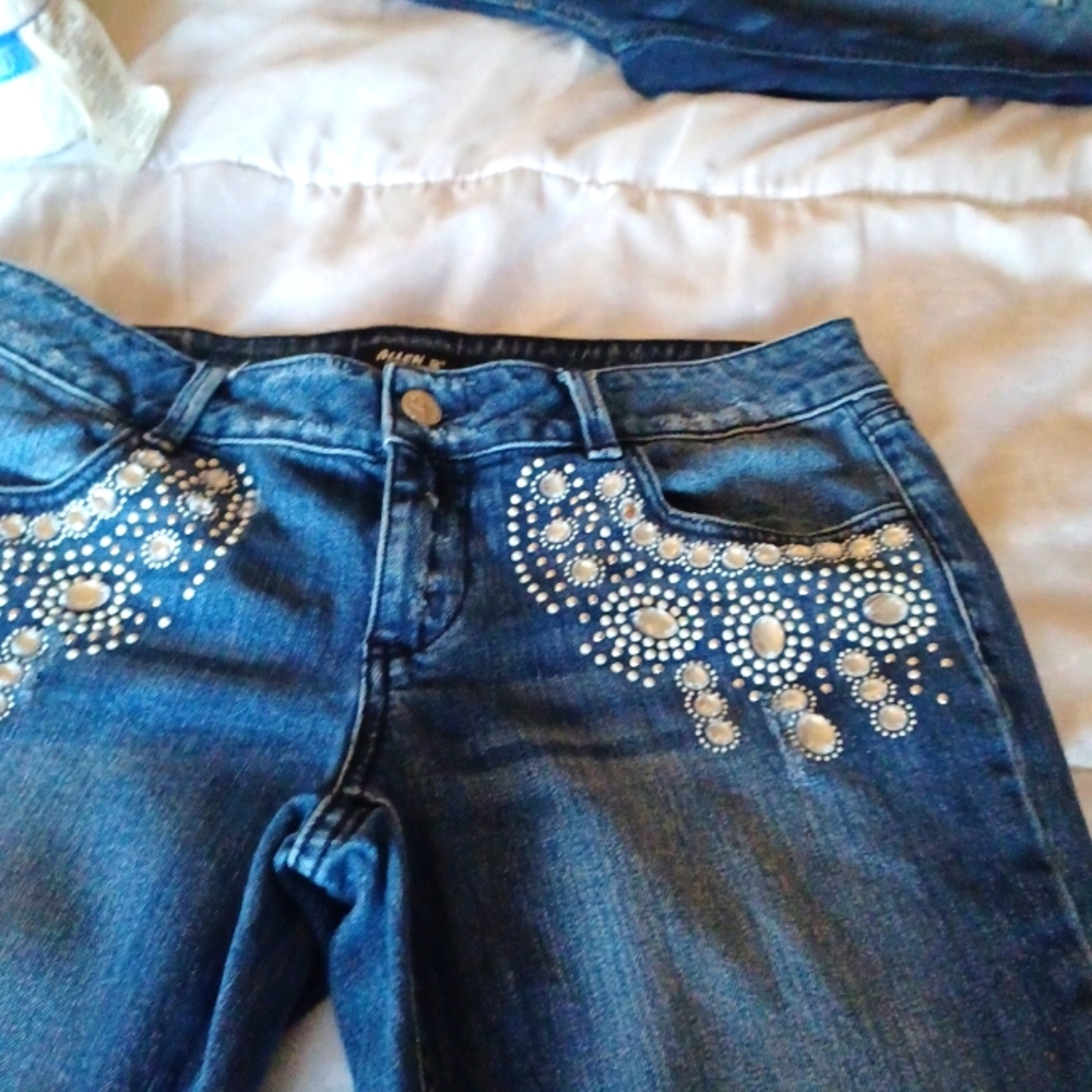 Allen B Jeweled Crop Blue Jeans